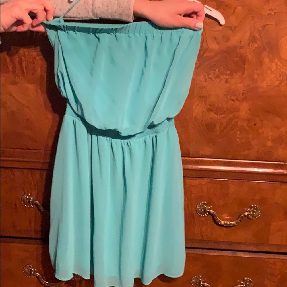 Express turquoise strapless cover up/dress